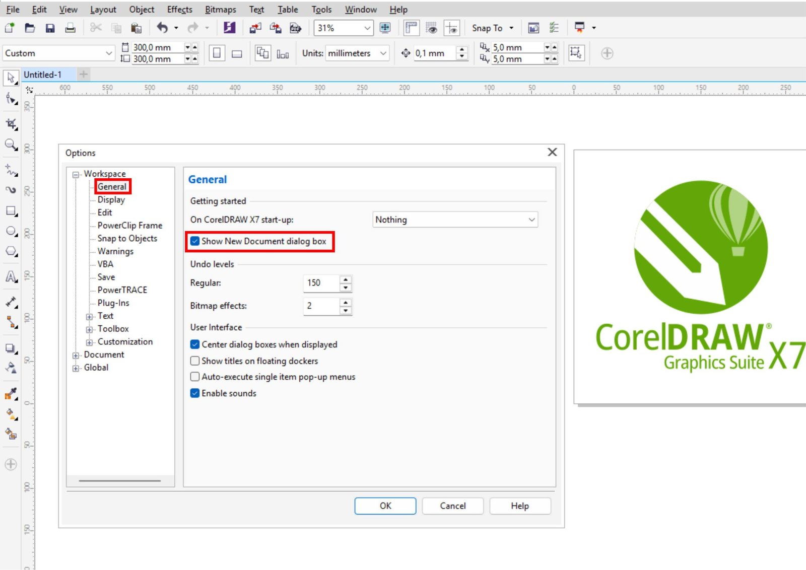 Cara Memunculkan Jendela New di Corel X7